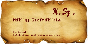 Mány Szofrónia névjegykártya